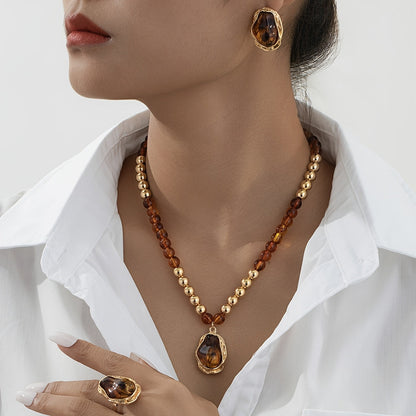 Golden Baroque Pearl Jewelry Set
