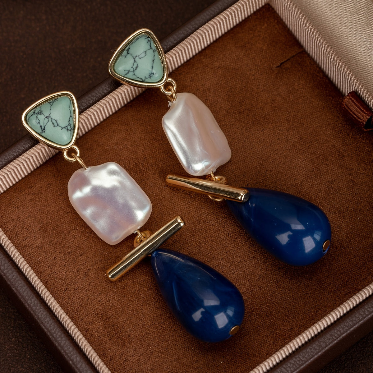 Luxe Turquoise Pearl Drop Earrings