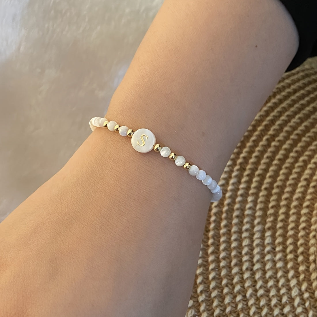 Elegant Initial Pearl Bracelet