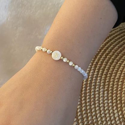 Elegant Initial Pearl Bracelet