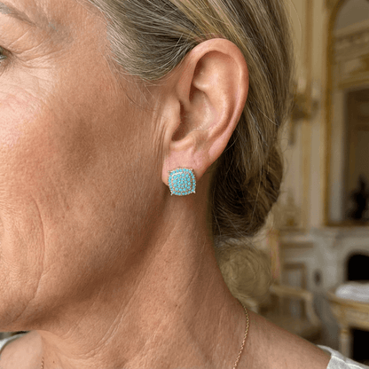 Beautiful Square Turquoise Stud Earrings