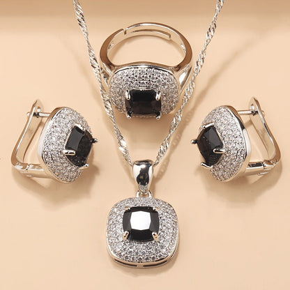 Statement Zirconia Halo Jewelry Set