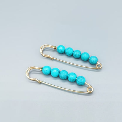 Elegant Turquoise Pin Brooch, (1 Piece)