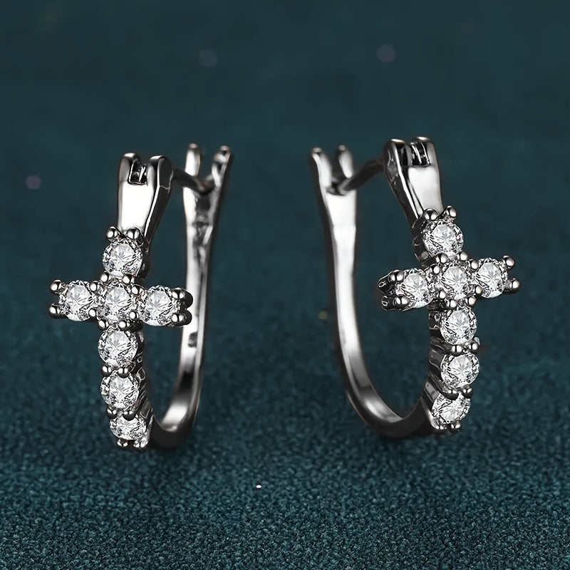 Charming Cross Zirconia Earrings