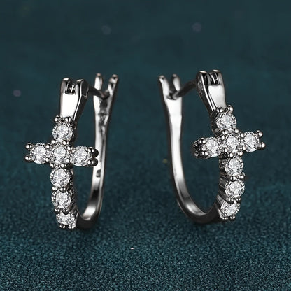 Charming Cross Zirconia Earrings