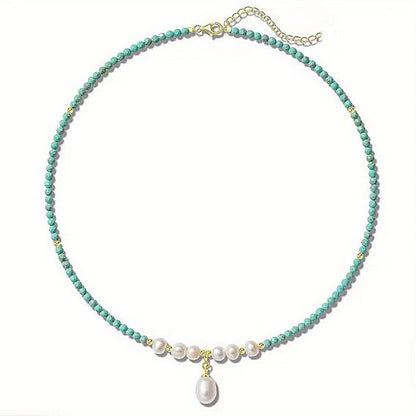 Premium Minimal Turquoise and Pearl Necklace
