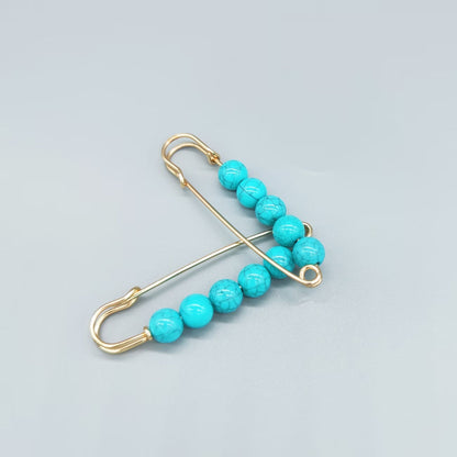Elegant Turquoise Pin Brooch, (1 Piece)