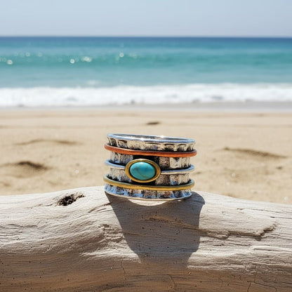Bohemian Turquoise Inlaid Ring