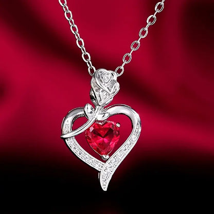 Elegant Ruby White Gold Necklace