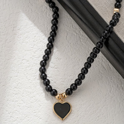Minimal Onyx Heart Necklace