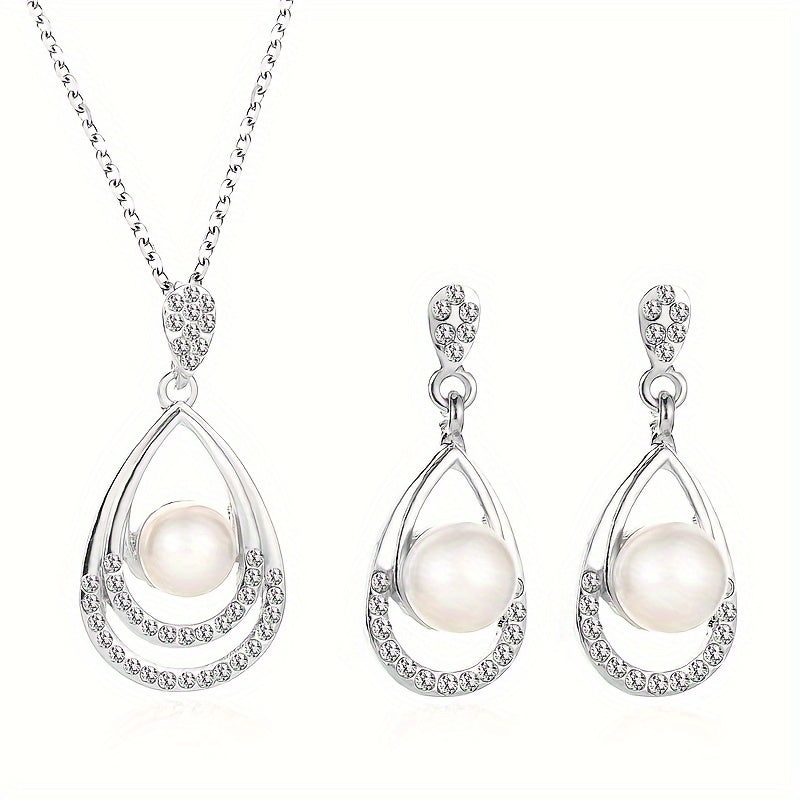 Encircled Pearl Drop Jewelry Set