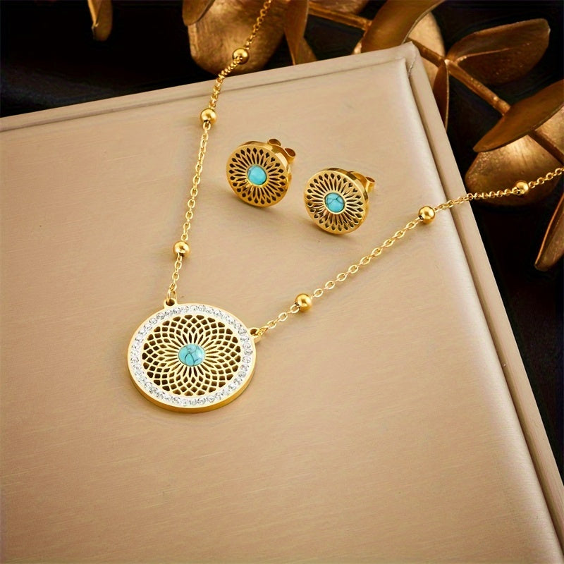 Elegant Turquoise Medallion Jewelry Set
