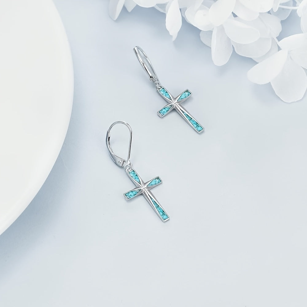 Vintage Turquoise Cross Earrings