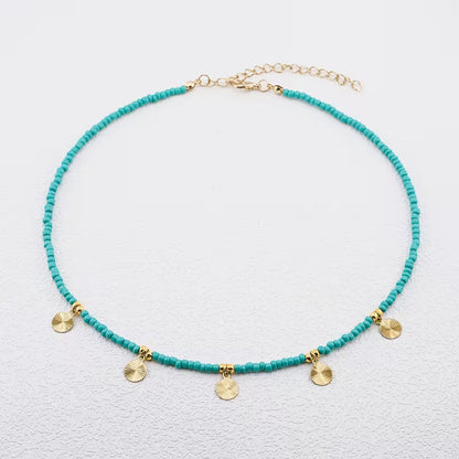 Minimal Turquoise Disc Necklace