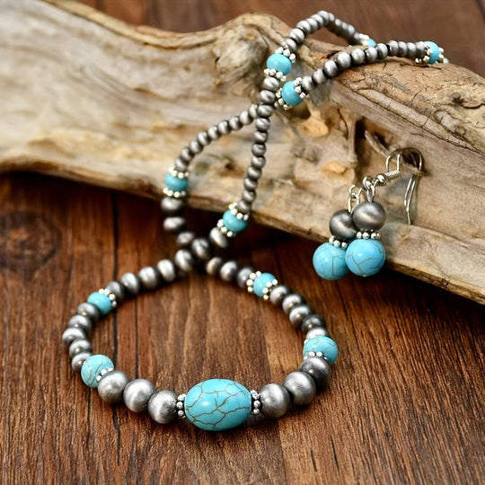 Turquoise Necklace and Earrings Modern Necklace
