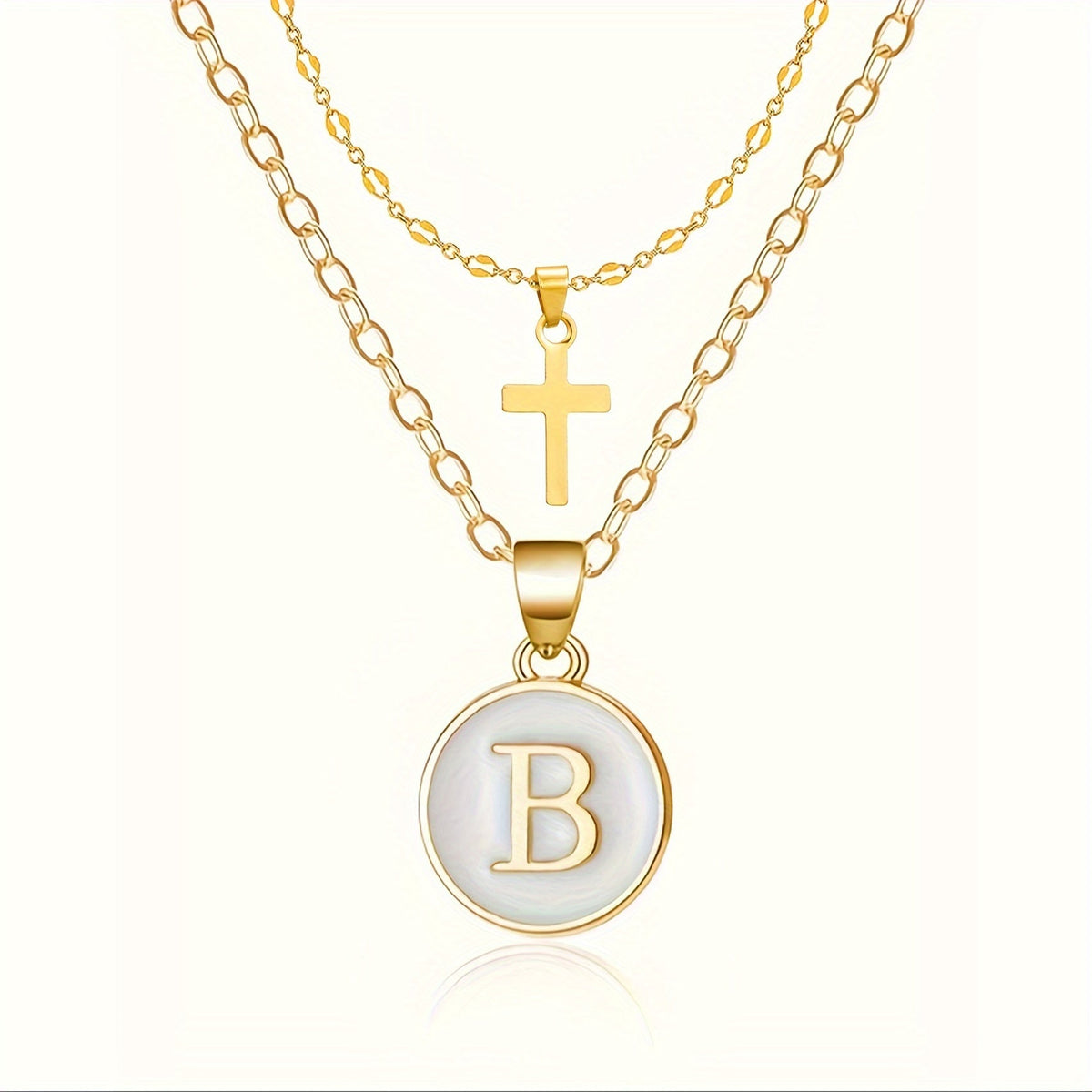 Timeless Cross and Initial Necklace Set