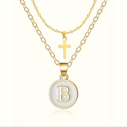 Timeless Cross and Initial Necklace Set