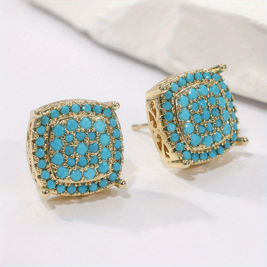 Beautiful Square Turquoise Stud Earrings