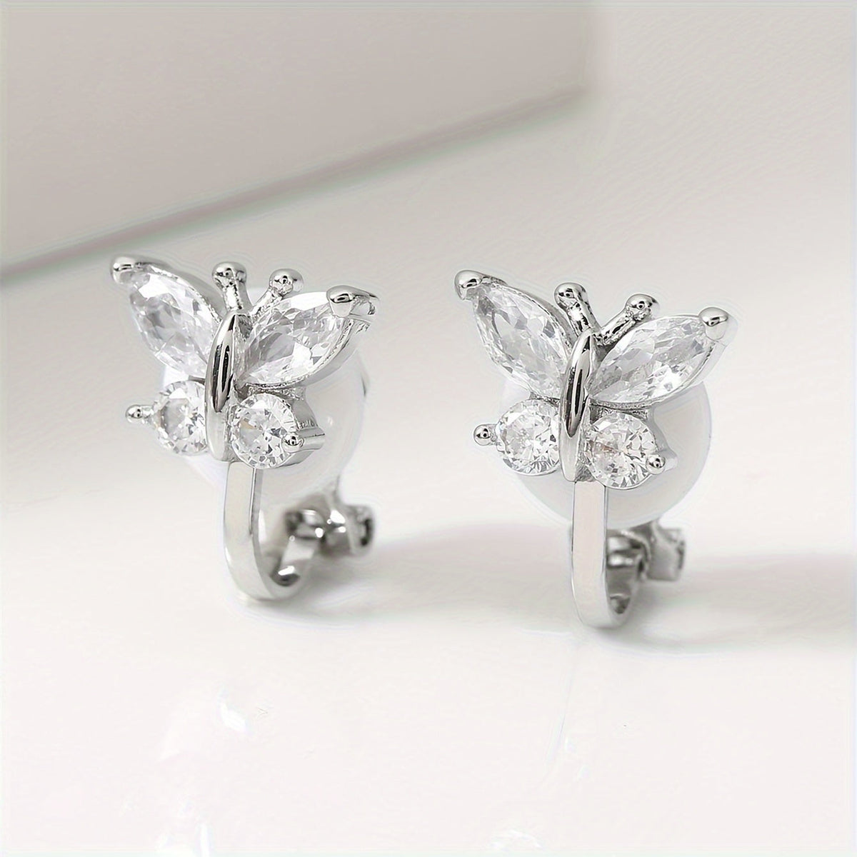 Elegant Zirconia Butterfly Clip Earrings