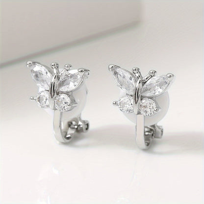 Elegant Zirconia Butterfly Clip Earrings