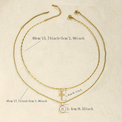 Timeless Cross and Initial Necklace Set
