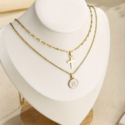 Timeless Cross and Initial Necklace Set