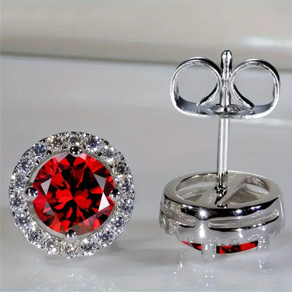 Elegant Ruby White Gold Earrings