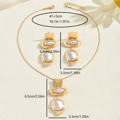 Elegant Pearl Mosaic Jewelry Set