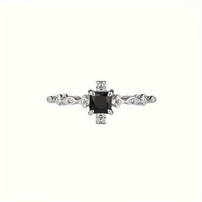 Elegant Black Square Inlay Ring