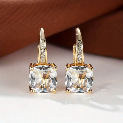 Majestic Stone Gold Hoops Earrings