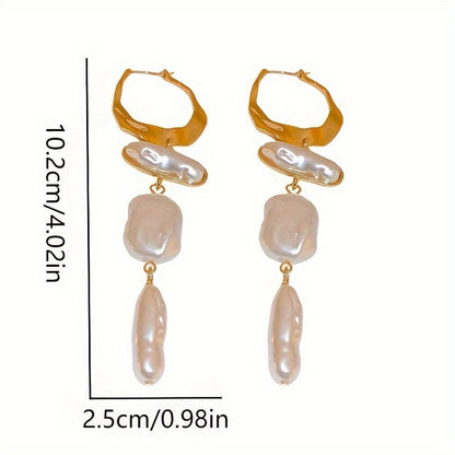 Elegant Baroque Pearl Hoop Earrings