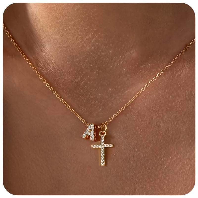 Charming Initial Cross Necklace