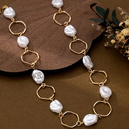 Vintage Baroque Pearl Link Necklace
