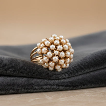 Classic Inlaid Pearl Gold Ring