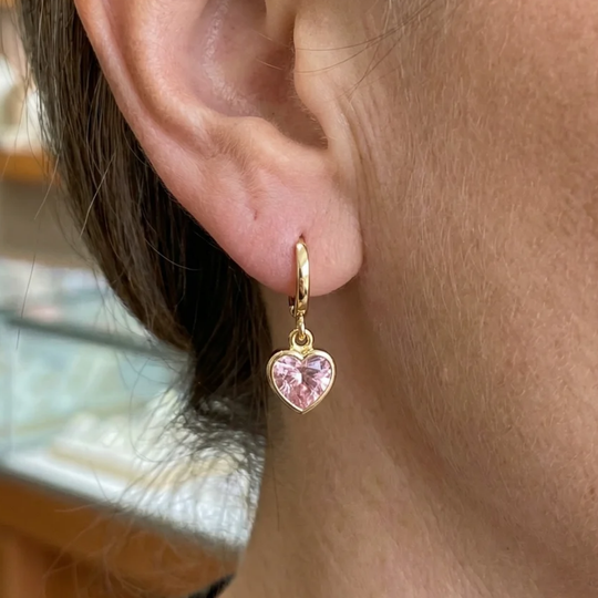 Elegant Rosé Sapphire Cupid Charm Earrings