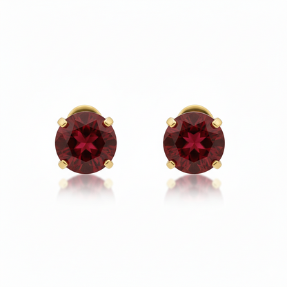 Elegant Ruby Gold Stud Earrings