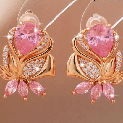 Elegant Rose Gold Flower Earrings