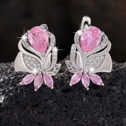 Elegant Rose Gold Flower Earrings
