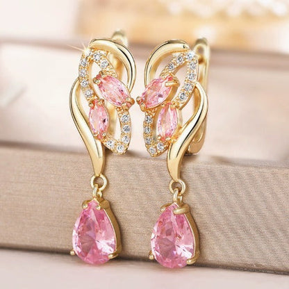 Twirled Rosé Sapphire Drop Earrings