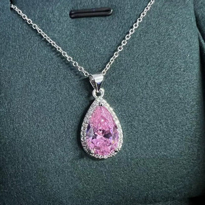 Elegant Rosé Sapphire Teardrop Necklace
