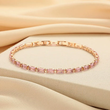 Elegant Rosé Sapphire Gold Tennis Bracelet