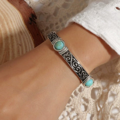 Bohemian Silver Turquoise Bracelet