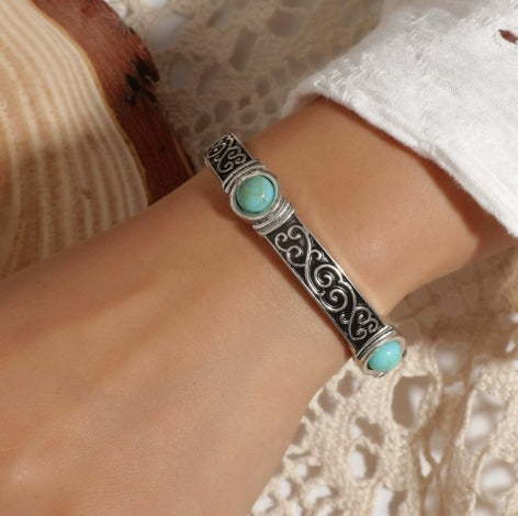 Bohemian Silver Turquoise Bracelet