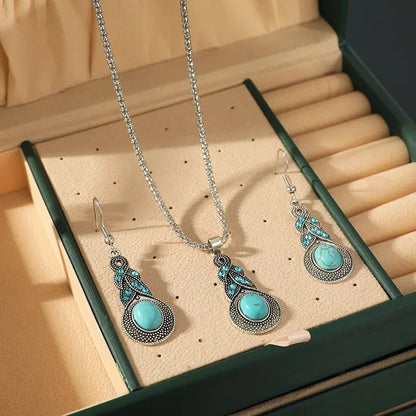 Elegant Turquoise Necklace and Earrings Set
