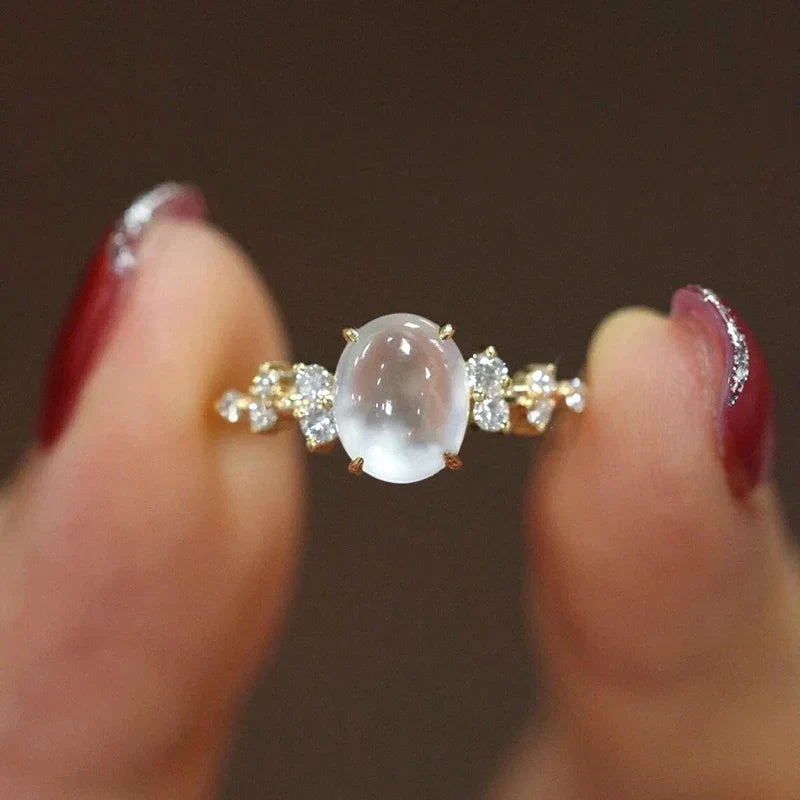 Moonstone Diamond Ring