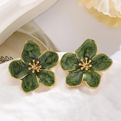 Vintage Emerald Flower Earrings