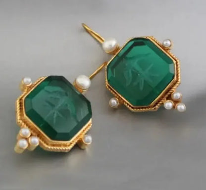 Pearl Geometric Drop Earrings