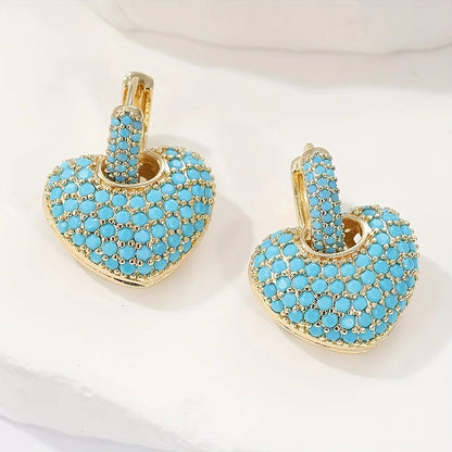 Elegant Turquoise Heart Earrings