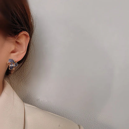 Elegant Vintage Purple Enamel Earrings