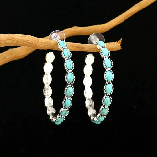 Chic Turquoise Circle Earrings